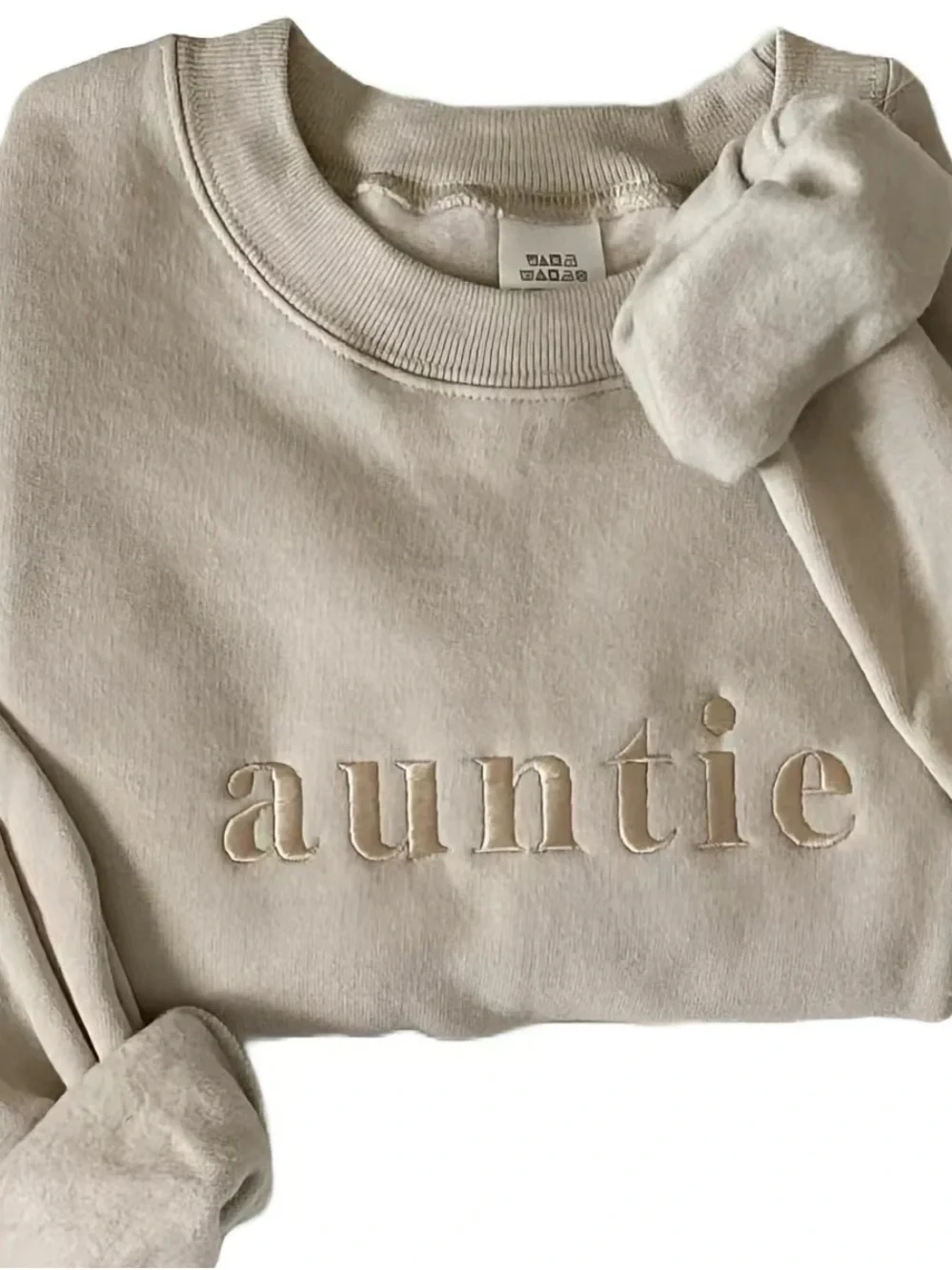 Auntie Embroidered Cream/Golden tone on tone Sweatshirt